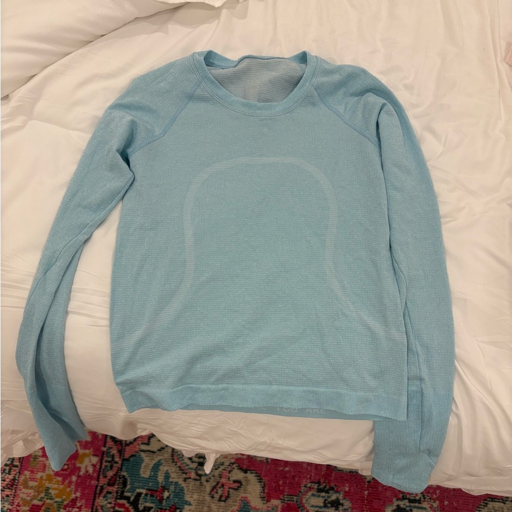 LULULEMON SIZE 4 SPARKLY LONG SLEEVE SWIFTLY TECH. RACE LENGTH